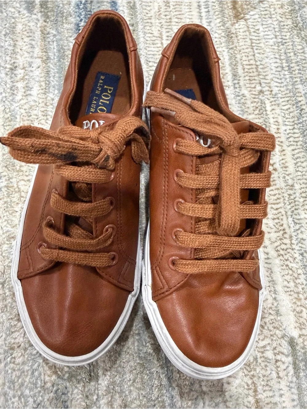 Polo by Ralph Lauren Brown Canvas-Lined Leather Sneakers